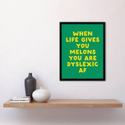 Artery8 When Life Gives You Melons Funny Dyslexic Joke Framed Wall Art Print in Green - Size: A4 - thumbnail 4