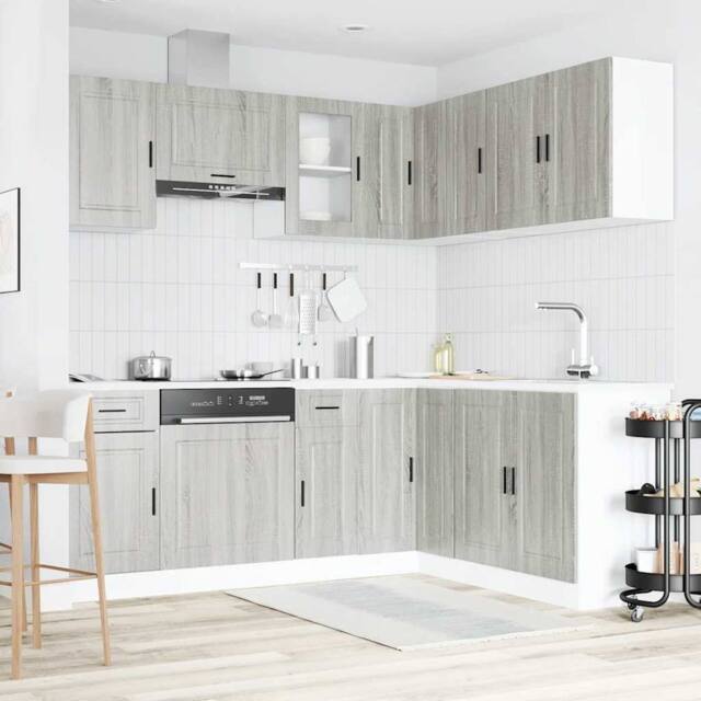Berkfield Home Elegant 11 Piece Kitchen Cabinet Set Porto Grey Sonoma Engineered Wood - image 1