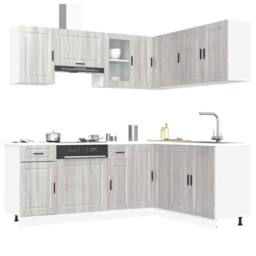 Berkfield Home Elegant 11 Piece Kitchen Cabinet Set Porto Grey Sonoma Engineered Wood - thumbnail 2