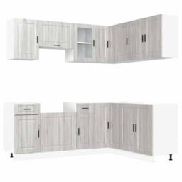 Berkfield Home Elegant 11 Piece Kitchen Cabinet Set Porto Grey Sonoma Engineered Wood - thumbnail 3