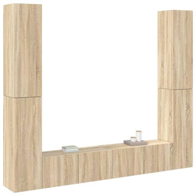 Berkfield Home Practical 6 Piece TV Cabinet Set Sonoma Oak Engineered Wood in Light Oak - image 1
