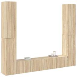 Berkfield Home Practical 6 Piece TV Cabinet Set Sonoma Oak Engineered Wood in Light Oak - thumbnail 1