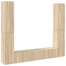 Berkfield Home Practical 6 Piece TV Cabinet Set Sonoma Oak Engineered Wood in Light Oak - thumbnail 3