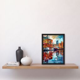 "Artery8 Port of Liverpool Colourful Artwork Cityscape Framed Art Print - Size: W12"" x H16""" - thumbnail 4