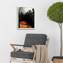 "Artery8 Wall Art Print Black Gold Coal Miners Pit Bank Art Framed in White - Size: W12"" x H16""" - thumbnail 2