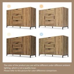 BTM Sideboard Cabinet Storage Drawers Doors Adjustable Shelf Living Room in Natural - thumbnail 5