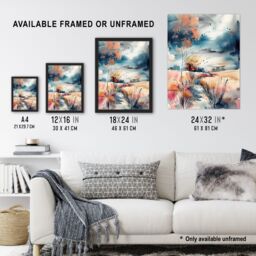 "Artery8 Arles Wheat Fields Storm Clouds Watercolour Wall Art Print - Size: W12"" x H16""" - thumbnail 3