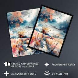 "Artery8 Arles Wheat Fields Storm Clouds Watercolour Wall Art Print - Size: W12"" x H16""" - thumbnail 2
