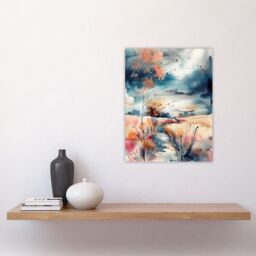 "Artery8 Arles Wheat Fields Storm Clouds Watercolour Wall Art Print - Size: W12"" x H16""" - thumbnail 4