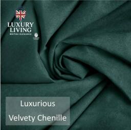 Luxury Living Velvet Chenille Thermal Fleece Lined Single Eyelet Door Curtain in Green - Size: 137 cm width x 213 cm drop - thumbnail 5