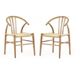 Cheshire Rivendale Elegant Natural Oak Dining Chairs - Set of 2 in Light Oak