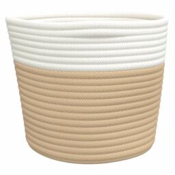 Berkfield Home Storage Baskets 2 pcs Beige & White √ò24x18 cm Cotton - Size: 24x18 cm - thumbnail 6