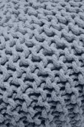 Snug City Knitted Pouffe Chunky Round Footstool Ottoman 100% Cotton Handmade in Silver - thumbnail 5