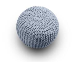 Snug City Knitted Pouffe Chunky Round Footstool Ottoman 100% Cotton Handmade in Silver - thumbnail 3