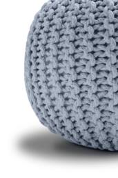 Snug City Knitted Pouffe Chunky Round Footstool Ottoman 100% Cotton Handmade in Silver - thumbnail 4