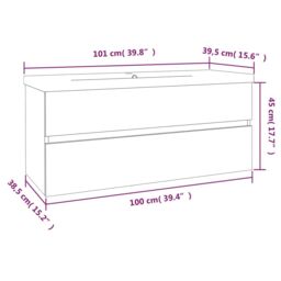 Berkfield Home Sink Cabinet with Built-in Basin Smoked Oak Engineered Wood in Brown - thumbnail 6