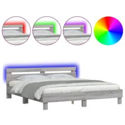Berkfield Home Durable Bed Frame with LED without Mattress Grey Sonoma 200x200 cm - thumbnail 3
