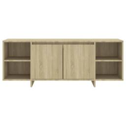 Berkfield Home TV Cabinet Sonoma Oak 130x35x50 cm Engineered Wood in Beige - Size: 130 x 35 x 50 cm - thumbnail 5