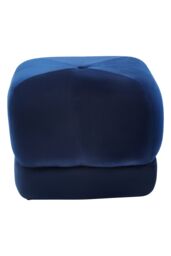 Orsina Grey Velvet Stool, Plush Round Velvet Seat on Gold Metal Legs, Compact Ottoman Footstool for Living Room in Blue - thumbnail 4
