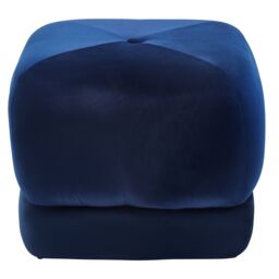 Orsina Grey Velvet Stool, Plush Round Velvet Seat on Gold Metal Legs, Compact Ottoman Footstool for Living Room in Blue - thumbnail 3