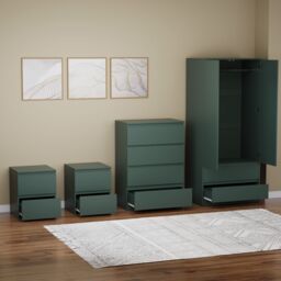 Home Discount Vida Designs Denver 4Pc Bedroom Set(2 Bedside, 4 Drawer Chest, Wardrobe) in Green - thumbnail 5