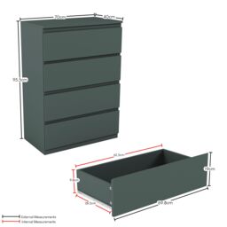 Home Discount Vida Designs Denver 4Pc Bedroom Set(2 Bedside, 4 Drawer Chest, Wardrobe) in Green - thumbnail 3