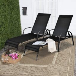 Gymax Folding Chaise Lounge Chair With 5 Adjustable Positions Outdoor in Black - thumbnail 5