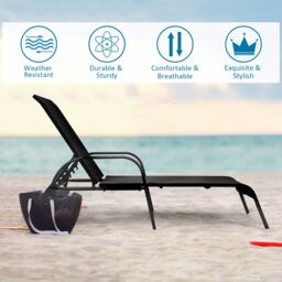 Gymax Folding Chaise Lounge Chair With 5 Adjustable Positions Outdoor in Black - thumbnail 8