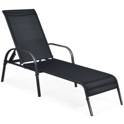 Gymax Folding Chaise Lounge Chair With 5 Adjustable Positions Outdoor in Black - thumbnail 9