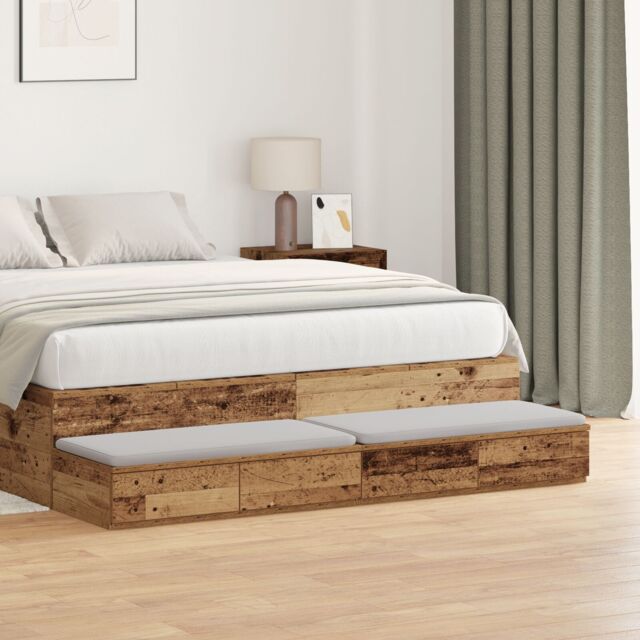 Berkfield Home Grey Sonoma Bed Drawers 140x36.5x16.5 cm Made from Engineered Wood in Brown - image 1