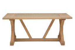 Orsina Rectangle Wooden Dining Table with Angular Base, Rustic American Oak Dining Room Table for Home, Office in Natural - thumbnail 6