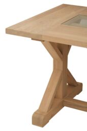 Orsina Rectangle Wooden Dining Table with Angular Base, Rustic American Oak Dining Room Table for Home, Office in Natural - thumbnail 4