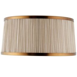 "Loops 13"" Luxury Round Tapered Lamp Shade Beige Pleated Organza Fabric & Antique Brass in Metallics" - thumbnail 1