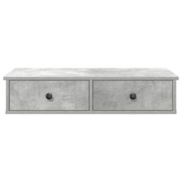 Berkfield Home Wall Shelf with Drawers Concrete Grey 80x31x17 cm Engineered Wood - Size: 80 x 31 x 17 cm - thumbnail 4