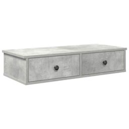 Berkfield Home Wall Shelf with Drawers Concrete Grey 80x31x17 cm Engineered Wood - Size: 80 x 31 x 17 cm - thumbnail 2