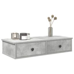 Berkfield Home Wall Shelf with Drawers Concrete Grey 80x31x17 cm Engineered Wood - Size: 80 x 31 x 17 cm - thumbnail 1