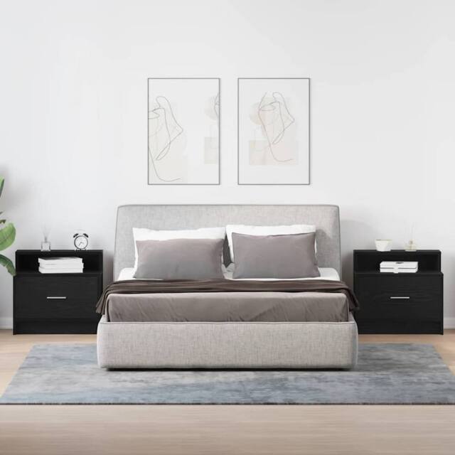 Berkfield Home Durable Bedside Cabinets with Drawer 2 pcs Black Oak 51x31x47 cm - Size: 51 x 31 x 47 cm - image 1