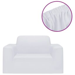 Berkfield Home Stretch Couch Slipcover White Polyester Jersey - thumbnail 2