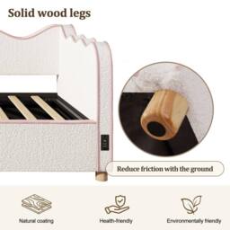 Merax 3ft Single Bed Bouclé Daybed with Hydraulic Storage & USB Ports in Beige - thumbnail 5
