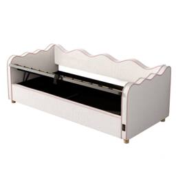 Merax 3ft Single Bed Bouclé Daybed with Hydraulic Storage & USB Ports in Beige - thumbnail 6