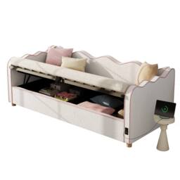 Merax 3ft Single Bed Bouclé Daybed with Hydraulic Storage & USB Ports in Beige - thumbnail 8