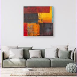 Warren Reed - Designer Golden Blocks Of Abstract Canvas - Size: w40 inch x h40 inch - thumbnail 1