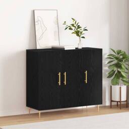 Berkfield Home Modern Black Oak Sideboard 90x34x80 cm made of Engineered Wood - Size: 90 x 34 x 80 cm - thumbnail 4