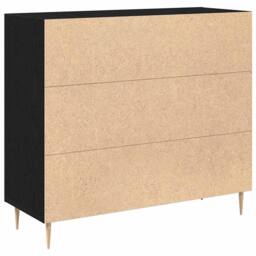 Berkfield Home Modern Black Oak Sideboard 90x34x80 cm made of Engineered Wood - Size: 90 x 34 x 80 cm - thumbnail 5