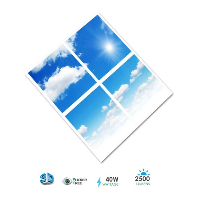 ENER-J 3D Sky Cloud LED Ceiling Panels Pack of 4 White - Size: 25 cm diameter x 19 cm high - image 1