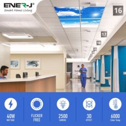 ENER-J 3D Sky Cloud LED Ceiling Panels Pack of 4 White - Size: 25 cm diameter x 19 cm high - thumbnail 3