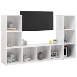 Berkfield Home TV Cabinets 3 pcs White 107x35x37 cm Engineered Wood - Size: 107 x 35 x 37 cm - thumbnail 1