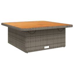 Berkfield Home Garden Table Grey 110x110x71 cm Poly Rattan & Acacia Wood - Size: 110 x 110 x 71 cm - thumbnail 7
