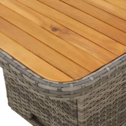 Berkfield Home Garden Table Grey 110x110x71 cm Poly Rattan & Acacia Wood - Size: 110 x 110 x 71 cm - thumbnail 9