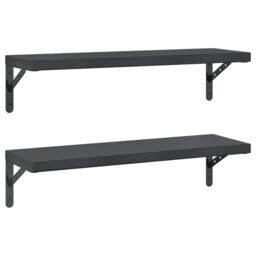 Berkfield Home Wall Shelves 2 pcs 75x23.5 cm Black Stainless Steel - thumbnail 2